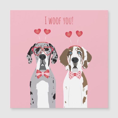 I Woof You Great Dane Dogs Pink Red