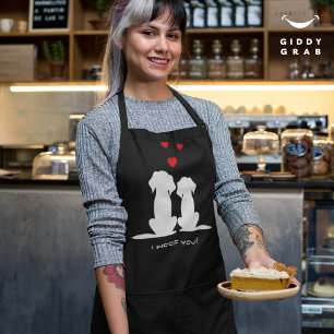 I Woof You Modern Cute Dog Couple Valentine's Apron