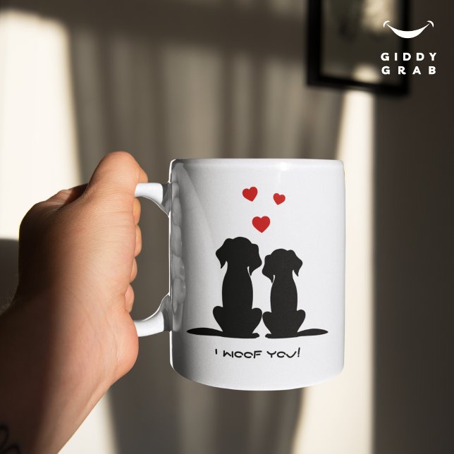 I Woof You Modern Cute Dog Couple Valentine's Coffee Mug (Creator Uploaded)