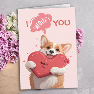 I Woof You Mom Corgi Funny Dog Pun Mother's Day Card