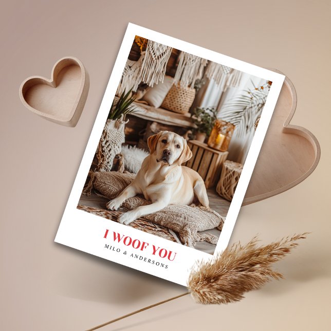 I Woof You Red Dog Retriever Valentines Photo Card (Creator Uploaded)