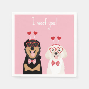 I Woof You Valentine Dog Rottweiler Maltipoo Puppy Napkins