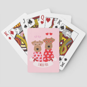 i Woof You Valentine Wire Fox Terrier Dogs Poker Cards