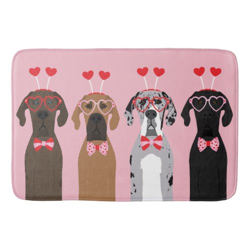 I Woof You Valentines Day Great Dane Dogs Bath Mat