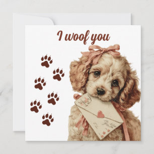 I woof you Vintage Pup Valentine's Day Card