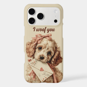 I woof you Vintage Pup Valentine's Day iPhone 17 Pro Max Case