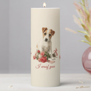 I woof you Vintage Pup Valentine's Day Pillar Candle