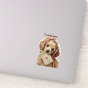 I woof you Vintage Pup Valentine's Day Sticker