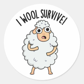 I Wool Survive Funny Sheep Pun Classic Round Sticker