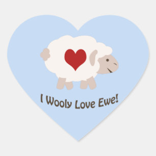 I Wooly Love Ewe Heart Sticker