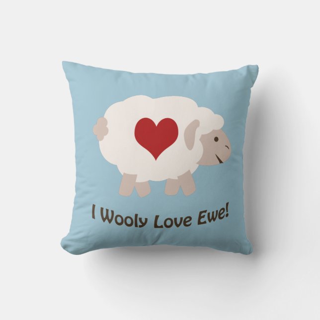 I Wooly Love You! Throw Pillow (Front)