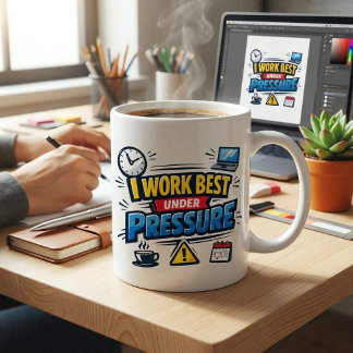 I Work Best Under Pressure Funny Office Deadline Coffee Mug