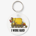 I Work Hard Cement Mixer Truck Key Chain