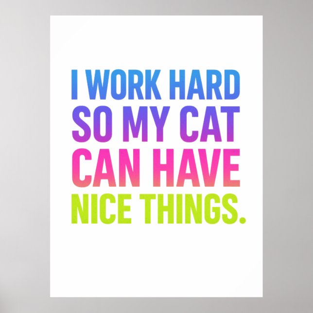 I Work Hard For My Cat Poster (Front)