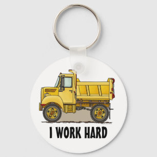 I Work Hard Little Dump Truck Key Chain