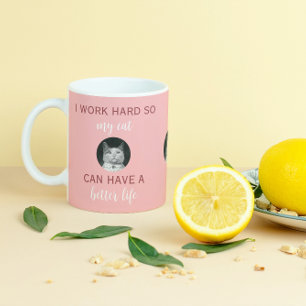 I Work Hard - Personalizable Cat Photo Coffee Mug