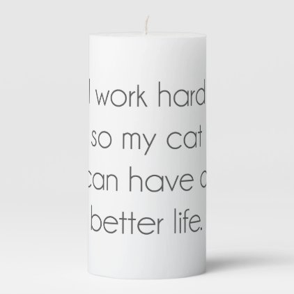 I work hard so my cat can have a better life pillar candle