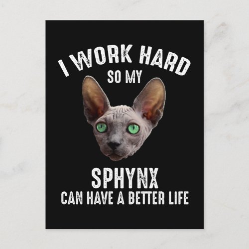 I Work Hard So My Sphynx Can Have A Better Life Postcard