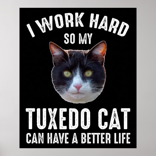 I Work Hard So My Tuxedo Cat Can Have Better Life Poster