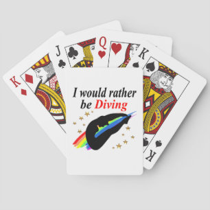 I WOULD RATHER BE DIVING DIVER GIRL DESIGN POKER CARDS