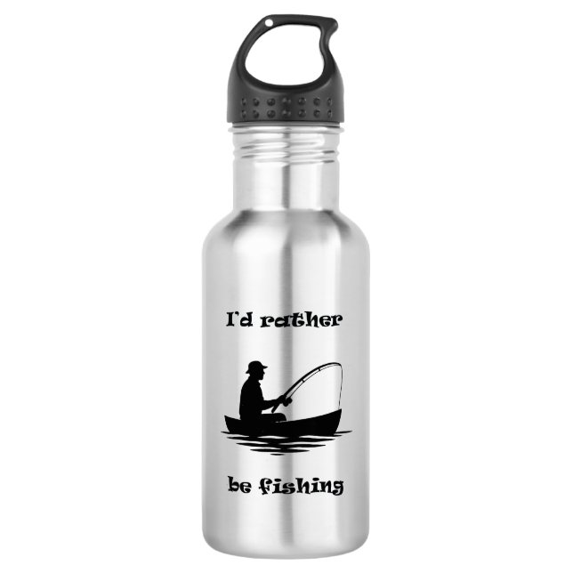 I Would Rather Be Fishing Stainless Steel Water Bottle (Front)
