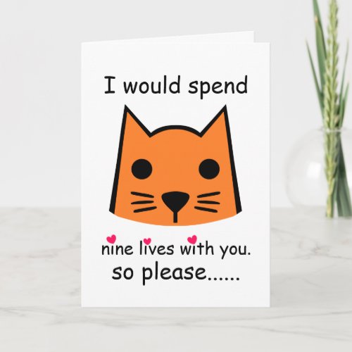 I Would Spend 9 Lives With You Valentines Day Cat Card