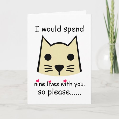 I Would Spend 9 Lives With You Valentines Day Cat Card