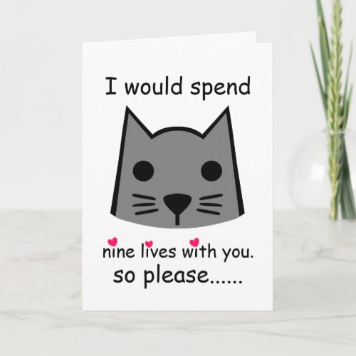 I Would Spend 9 Lives With You Valentines Day Cat Card