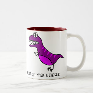 "I wouldn't call myself a dinosaur" funny slogan Two-Tone Coffee Mug