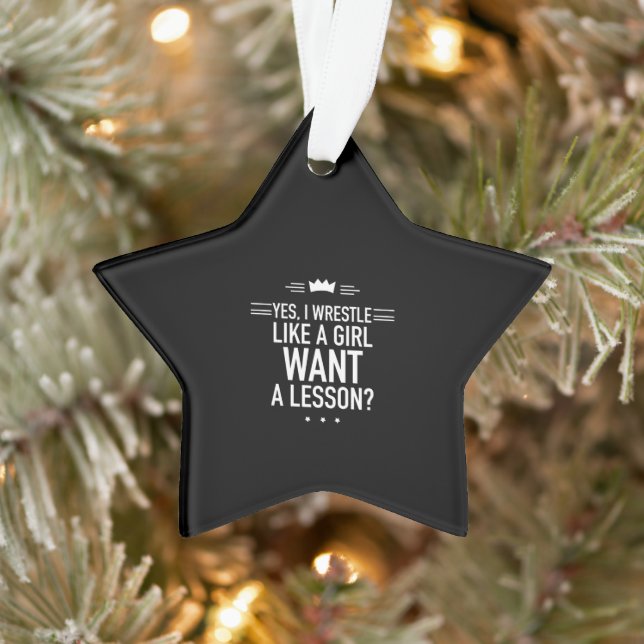 I wrestle like a girl funny ornament (Tree)