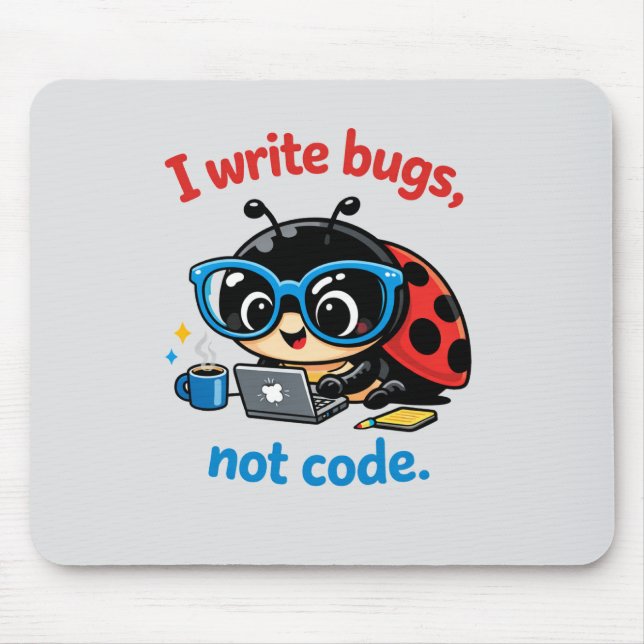 I write bugs, not code. mouse pad (Front)
