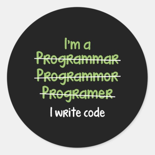 I Write Code Classic Round Sticker