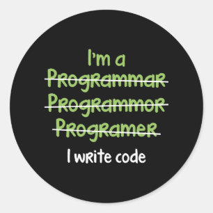I Write Code Classic Round Sticker