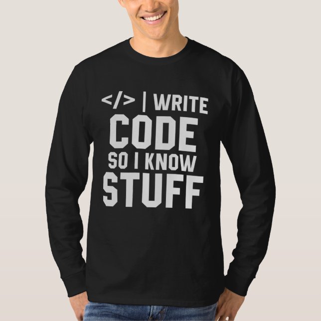 I Write Code So I Know Stuff Tee Developer Coder P (Front)