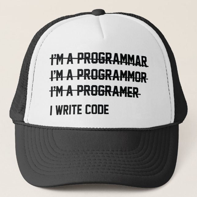 I Write Code Trucker Hat (Front)