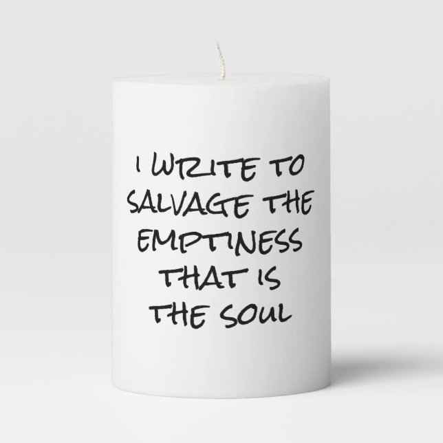I Write Pillar Candle (Front)