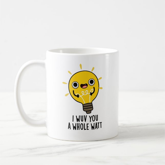 I Wuv You A Whole Watt Funny Electricity Pun  Coffee Mug (Left)
