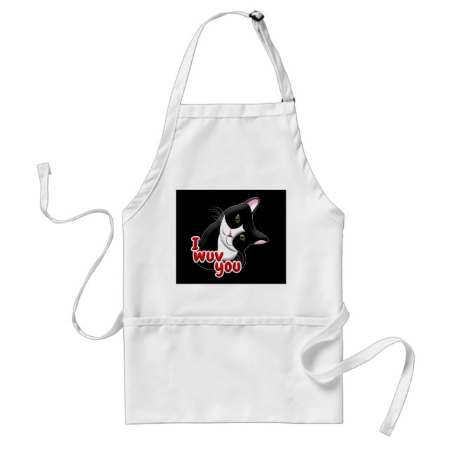 I wuv you Cat Adult Apron (Front)