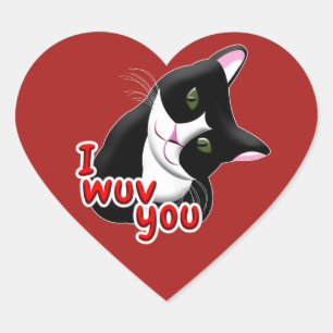 I wuv you Cat Heart Sticker