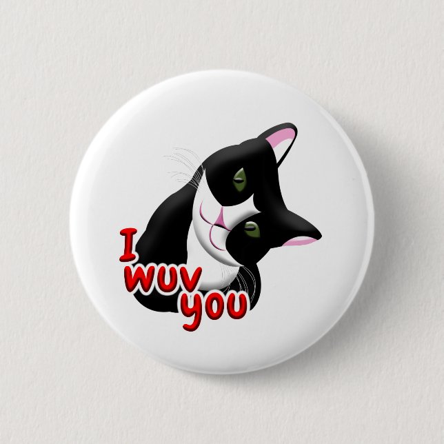 I wuv you Cat Pinback Button (Front)