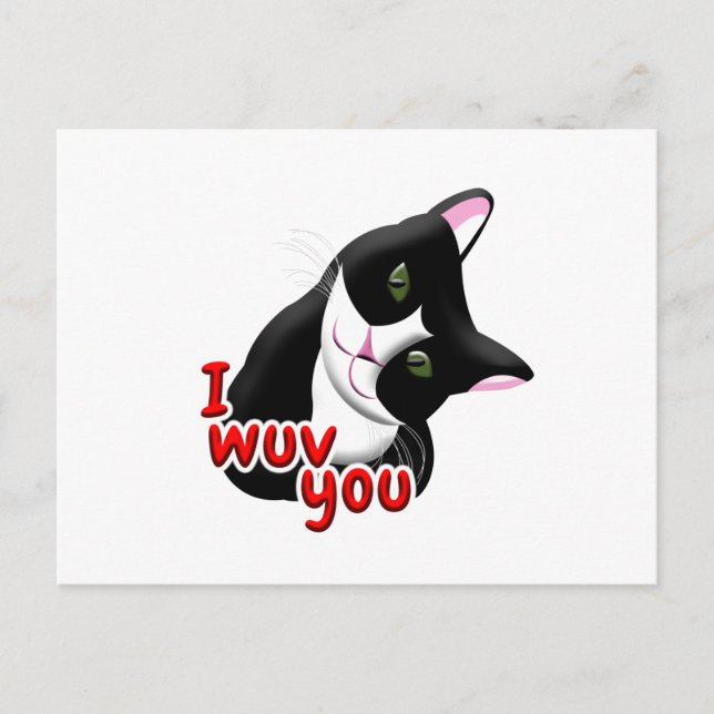 I wuv you Cat Postcard (Front)