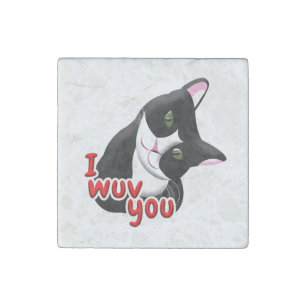 I wuv you Cat Stone Magnet