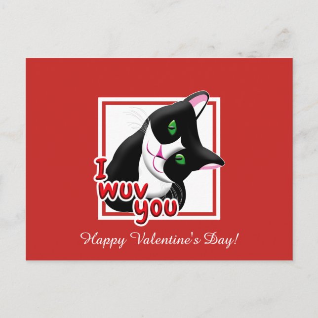I Wuv You Valentines's Day Cat Postcard (Front)