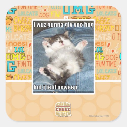 I wuz gunna giv yoo hug square sticker