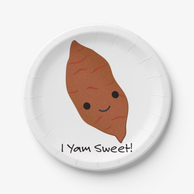 I Yam Sweet Cute kawaii Sweet Potato Paper Plates (Front)
