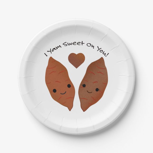 I Yam Sweet on You Sweet Potatoes Paper Plates (Front)
