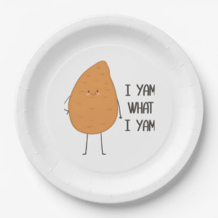 I Yam What I Yam! Awesome Yam Vegetable Pun Paper Plates