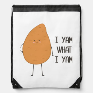 I Yam What I Yam Awesome Yam Vegetable Pun Playful Drawstring Bag