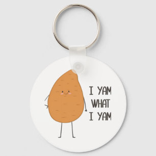 I Yam What I Yam Awesome Yam Vegetable Pun Playful Keychain