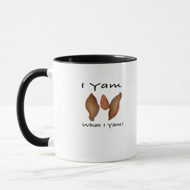 I Yam What I Yam Comical Cute Karma Lighthearted Mug (Left)